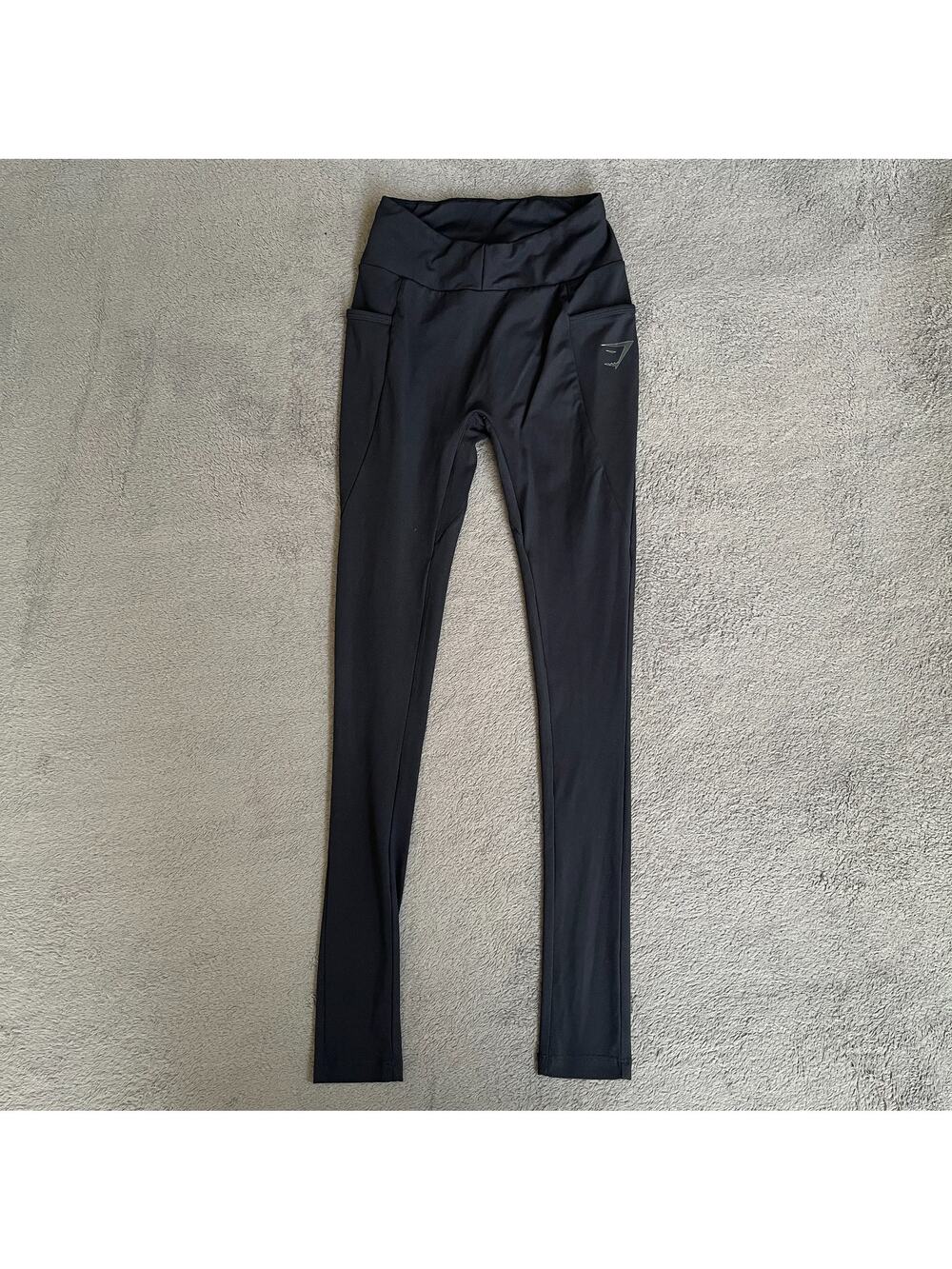 Gymshark Black High Rise Waistband Running Side Pockets Leggings Women's Size XS